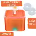 Fuente Agua Para Mascotas True Color Naranja Con Luz Led