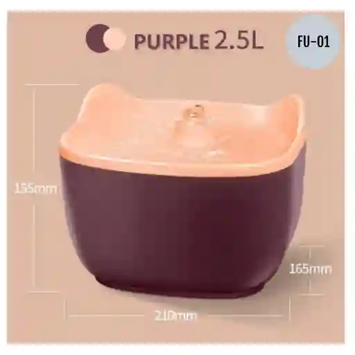 Fuente De Agua Para Mascotas 2.5litros Diseño Orejitas Purpura