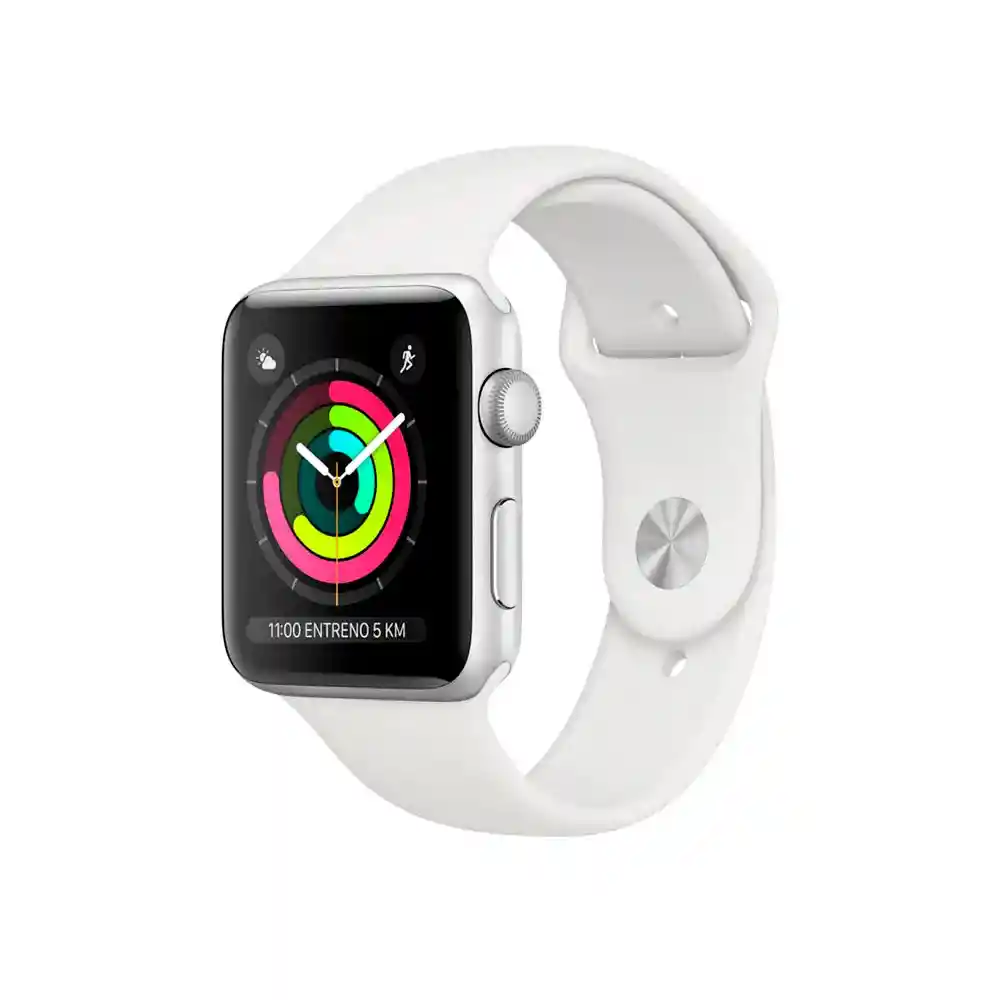 Apple watch Series 3 Gps, 42mm Silver Aluminium Case With White Sport Band