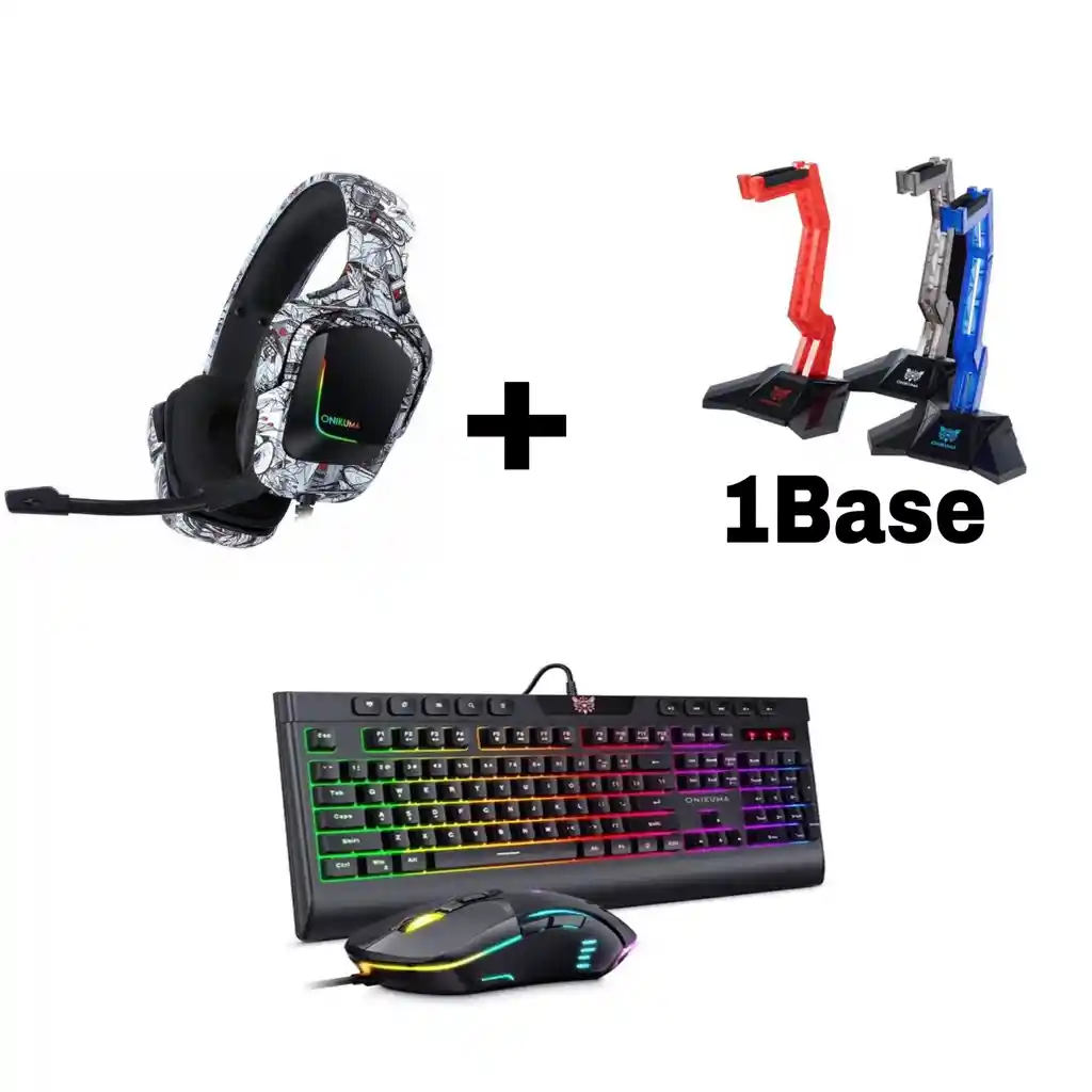 Combo Gamer Diadema K20 Camuflada Blanca + Teclado + Mouse Usb + Base Para Diadema.