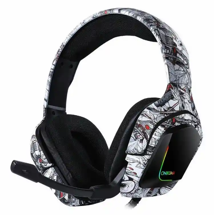 Combo Gamer Diadema K20 Camuflada Blanca + Teclado + Mouse Usb + Base Para Diadema.