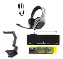 Diadema Gamer K20 Camuflada Blanca + Pad Mouse + Base.