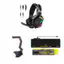 Diadema Onikuma K10pro Negra + Base + Pad Mouse Xl Con Luces