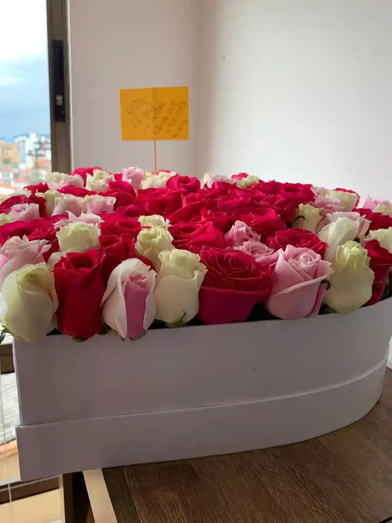 Corazon De 100 Rosas Colores Surtidos