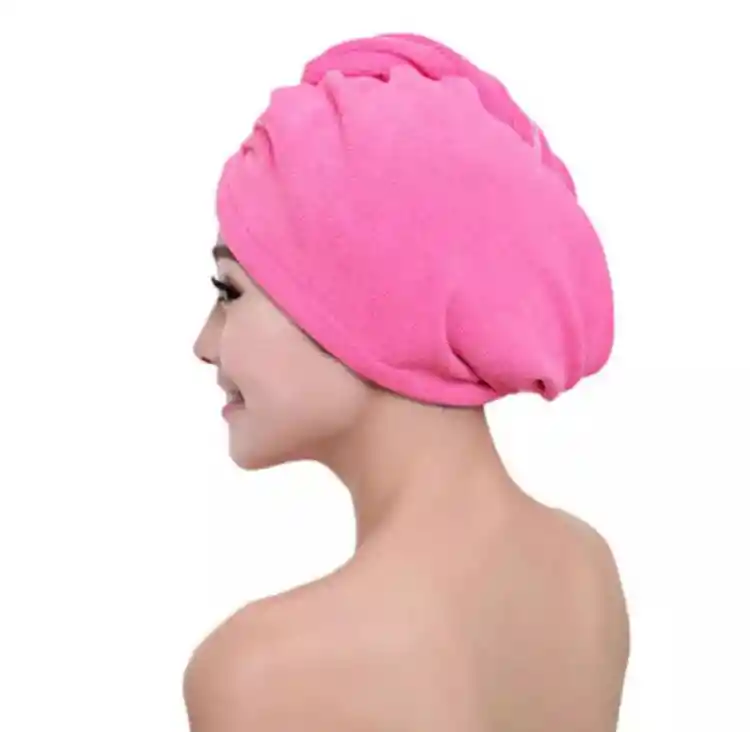 Toalla De Microfibra Turbante Para El Cabello En Rosado