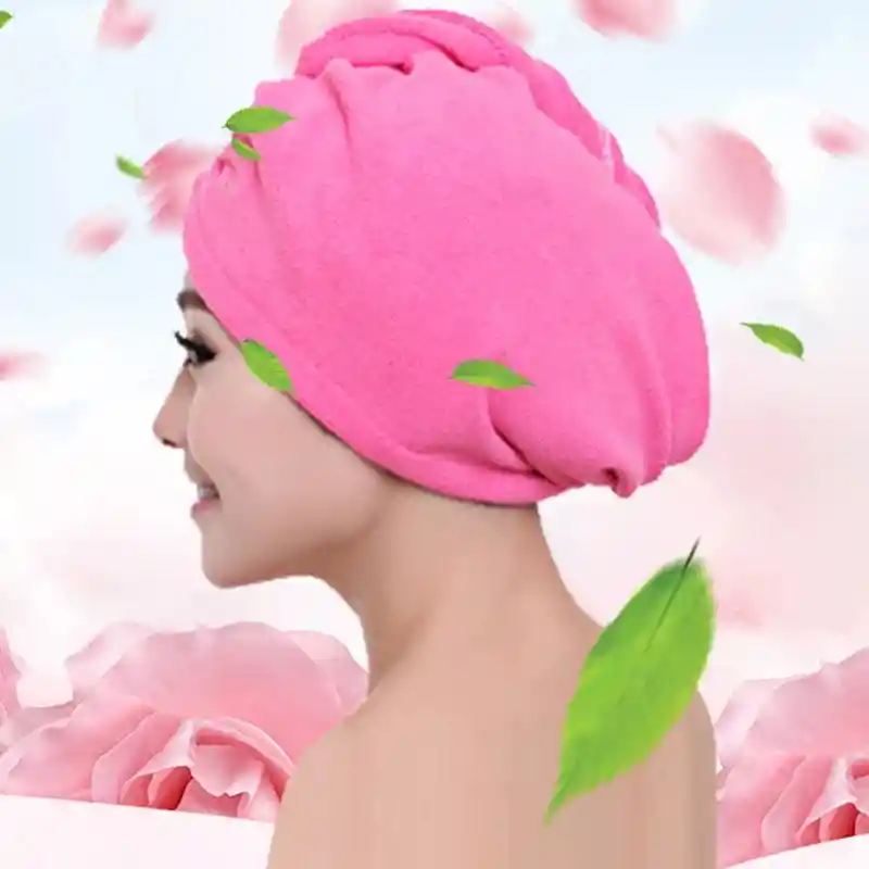 Toalla De Microfibra Turbante Para El Cabello En Rosado