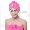 Toalla De Microfibra Turbante Para El Cabello En Rosado