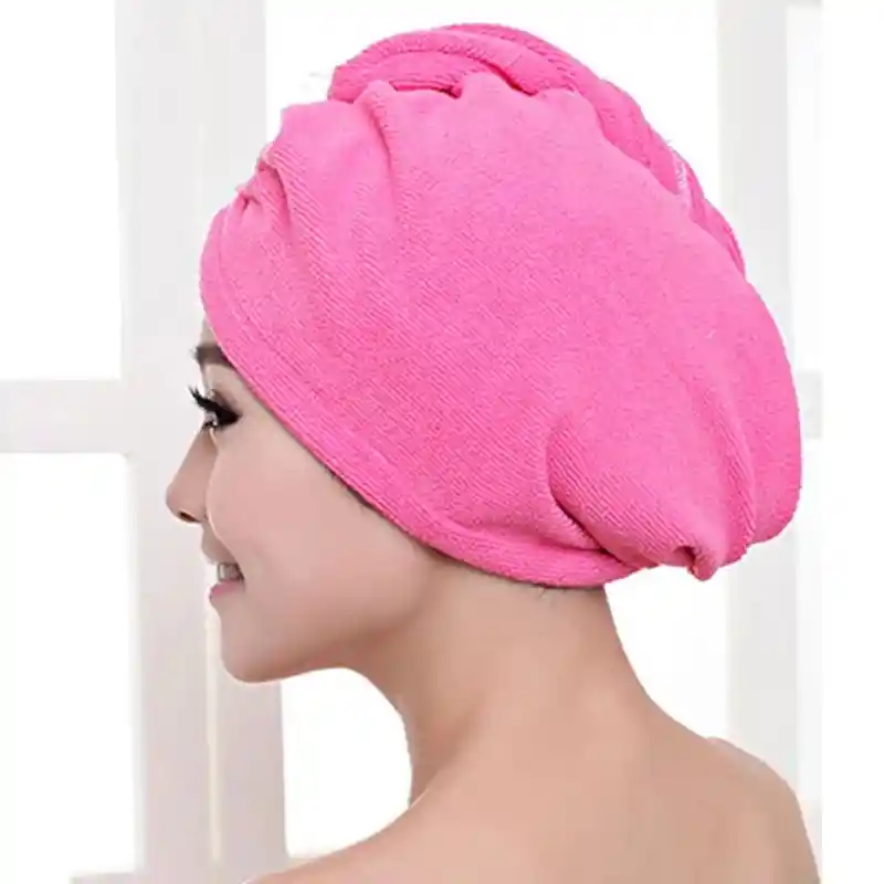 Toalla De Microfibra Turbante Para El Cabello En Rosado