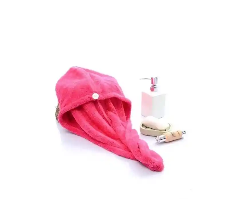 Toalla De Microfibra Turbante Para El Cabello En Rosado