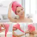 Toalla De Microfibra Turbante Para El Cabello En Rosado