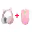 Combo Diadema K9 Rosa + Mouse Rosa Onikuma Cw905 Gamers