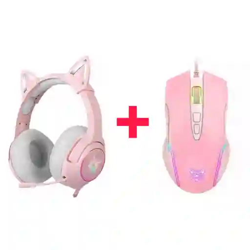 Combo Diadema K9 Rosa + Mouse Rosa Onikuma Cw905 Gamers