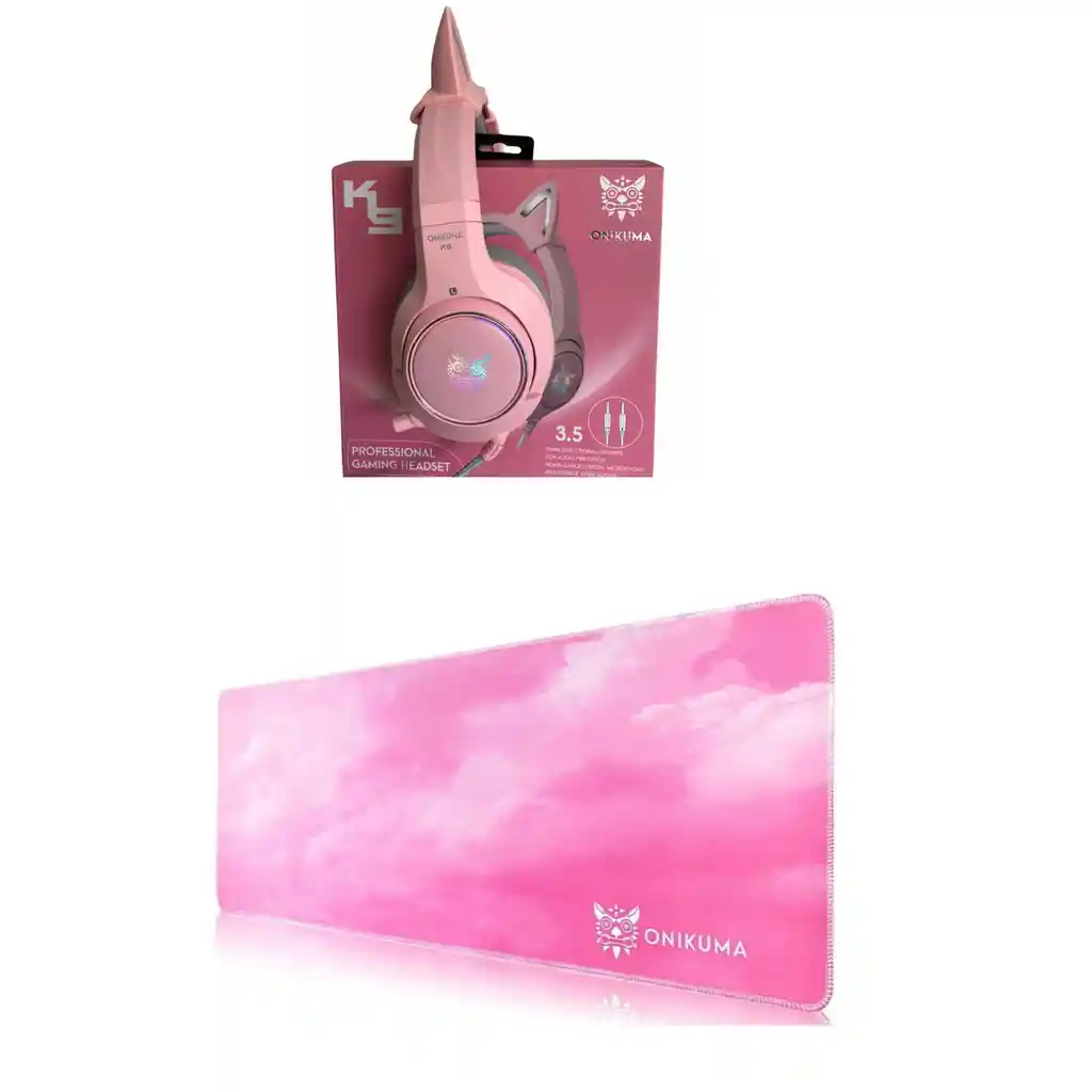 Diadema Gamer K9 Rosa + Game Pad Extralargo Onikuma