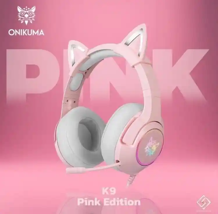 Combo Diadema K9 Rosa + Base Rosa + Mouse Gamer Onikuma