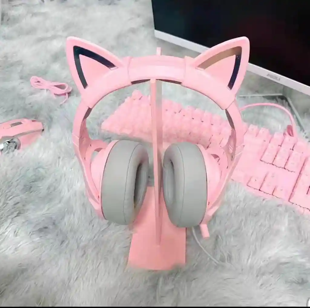 Combo Diadema K9 Rosa + Base Rosa + Mouse Gamer Onikuma
