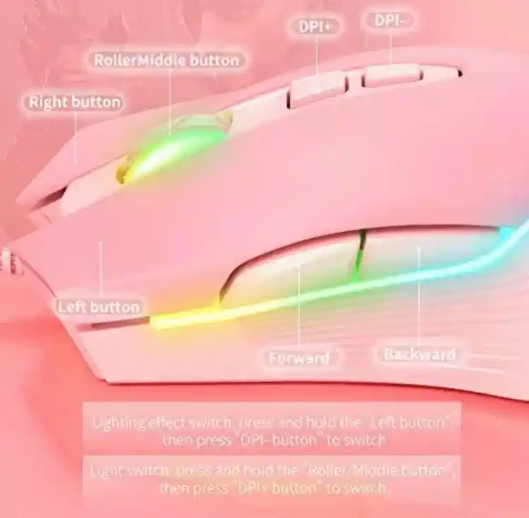 Combo Diadema K9 Rosa + Base Rosa + Mouse Gamer Onikuma
