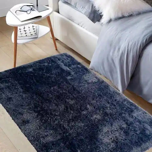 Tapete Alfombra Peluda 60*150 Cm - Pie De Cama - Azul Acero