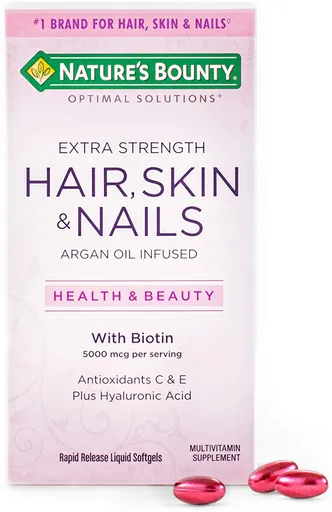 Hair, Skin Y Nails Extra Strength De Nature's Bounty 150 Soft Gels Con Biotina Americana Original