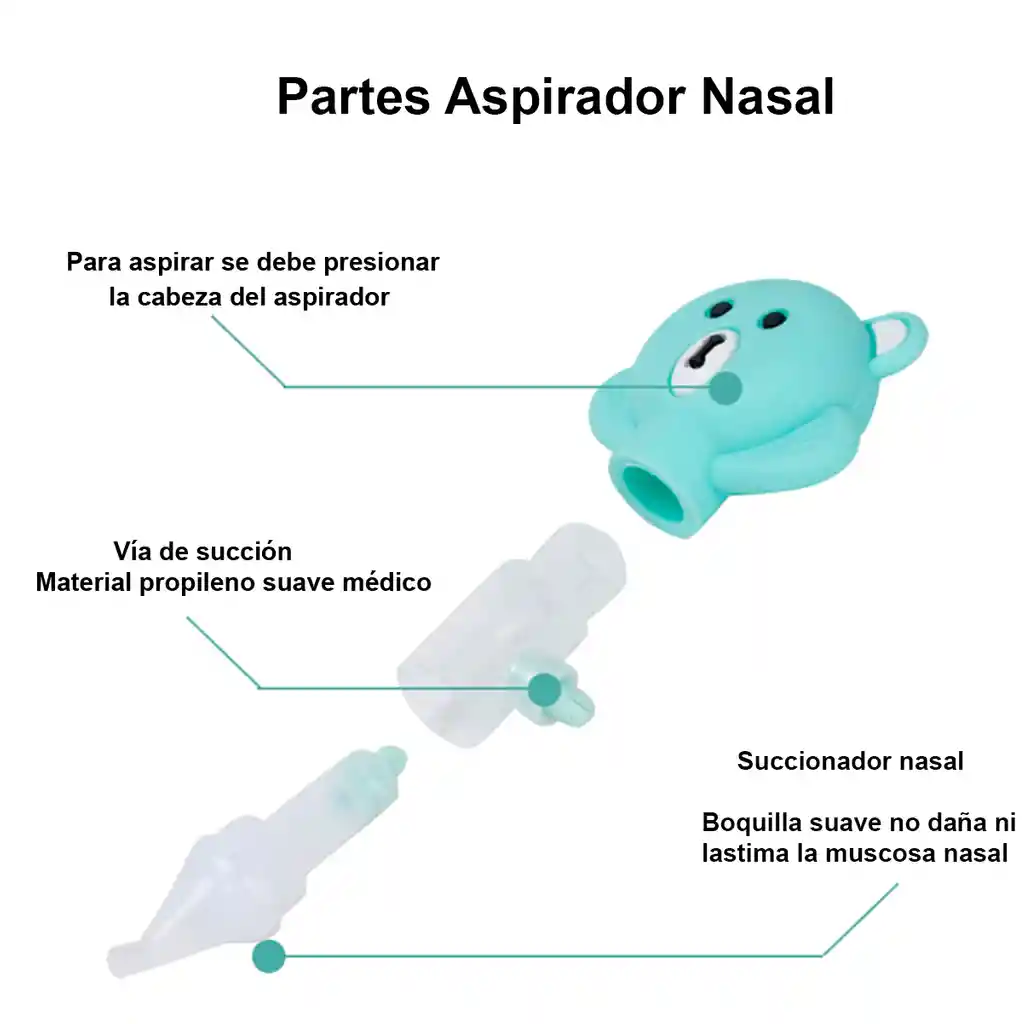 Aspirador Succionador Nasal Saca Mocos En Silicona Para Bebe Verde Menta