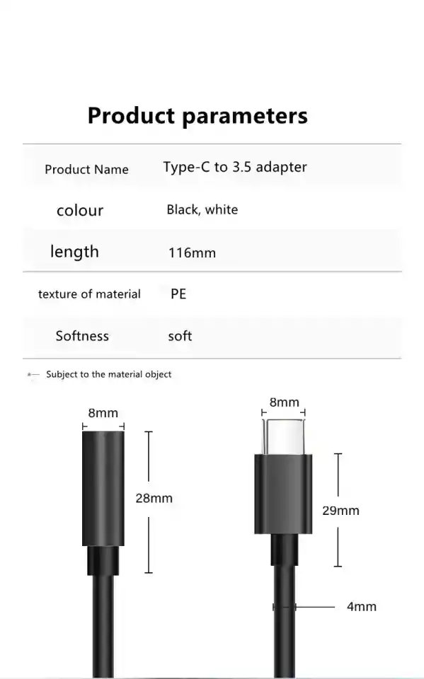 Adaptador De Cable Tipo C A Jack De 3.5