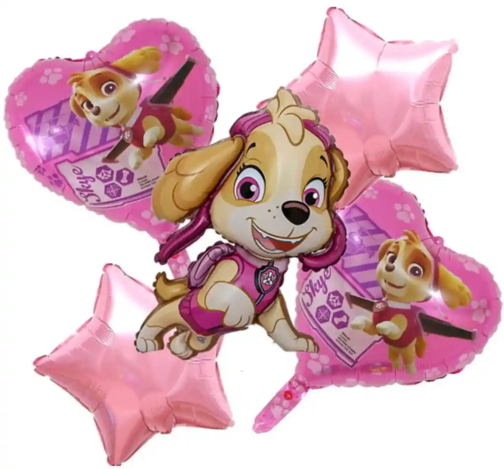 Globos Bouquet De Bombas Metalizados Skye Patrulla Canina Paw Patrol