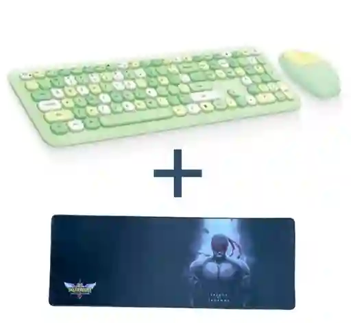 Combo Inalámbrico Teclado Y Mouse Mofii 666 Verde + Pad Mouse Xl