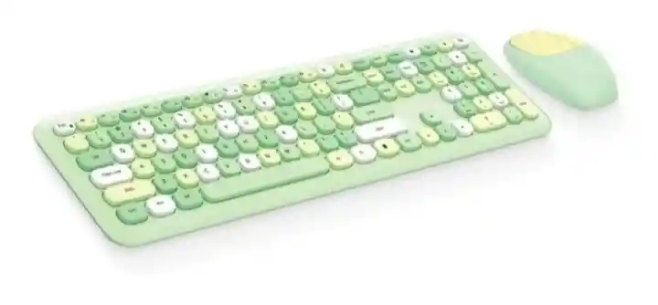 Combo Inalámbrico Teclado Y Mouse Mofii 666 Verde + Pad Mouse Xl