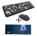 Combo Inalámbrico Teclado Y Mouse Mofii 666 Negro/gris+ Pad Mouse Xl