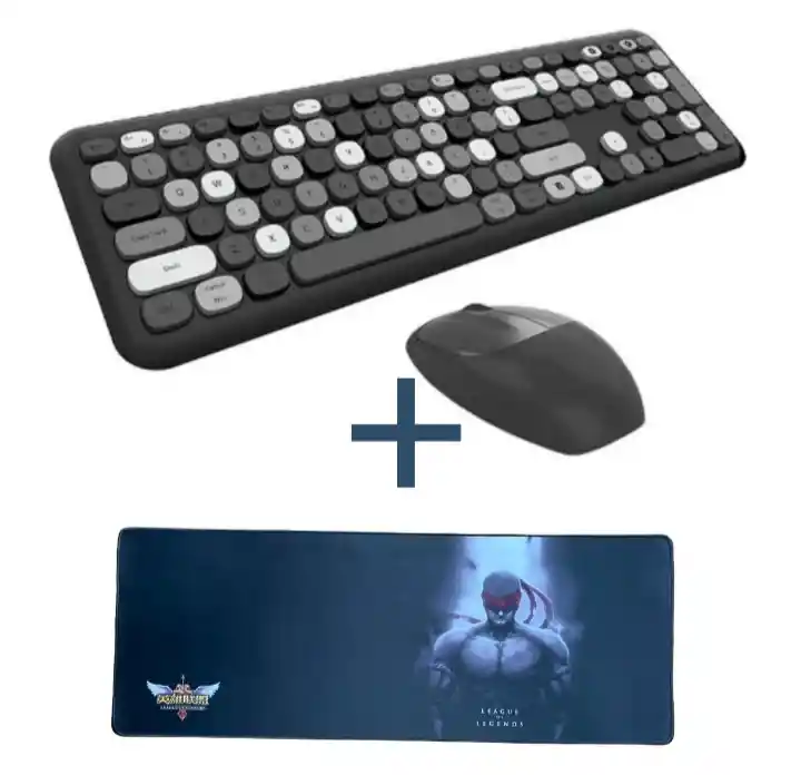 Combo Inalámbrico Teclado Y Mouse Mofii 666 Negro/gris+ Pad Mouse Xl