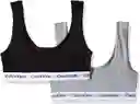 Talla S - Pack 2 Bra Niña Calvin Klein Negro Gris Cropped Modern Cotton Black - Grey | Original