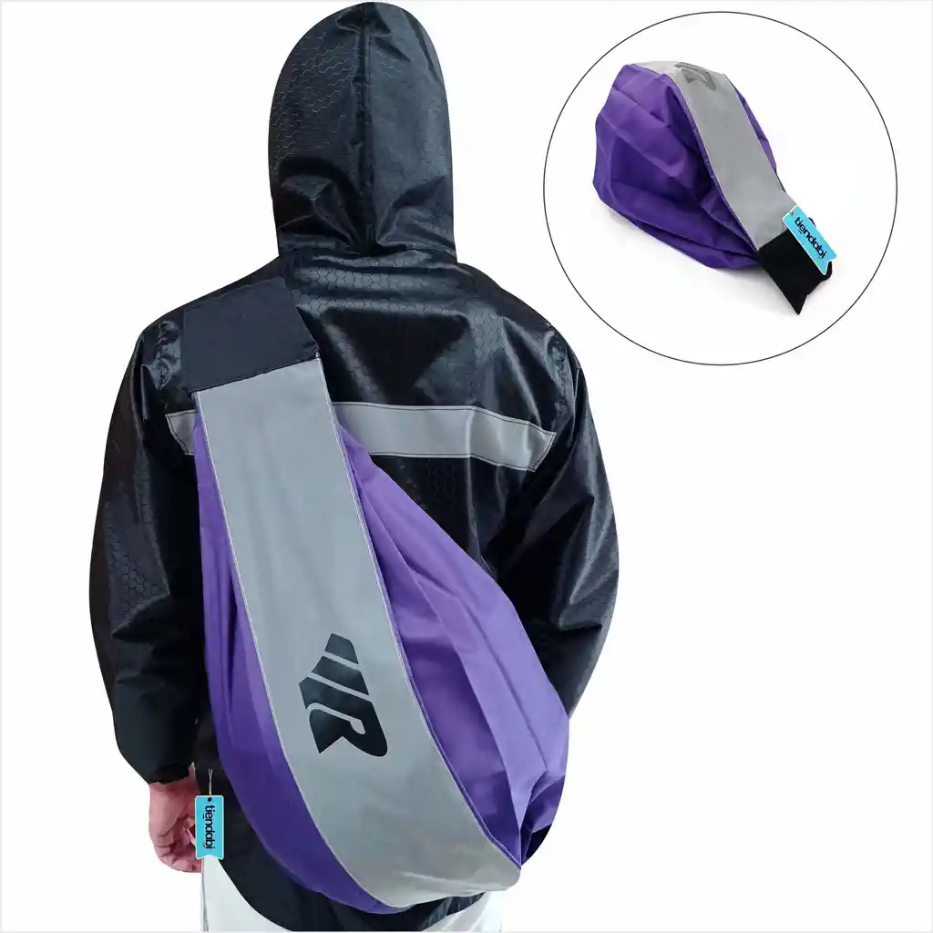 Tula Porta Casco Forro Reflectivo Semi Impermeable Morado