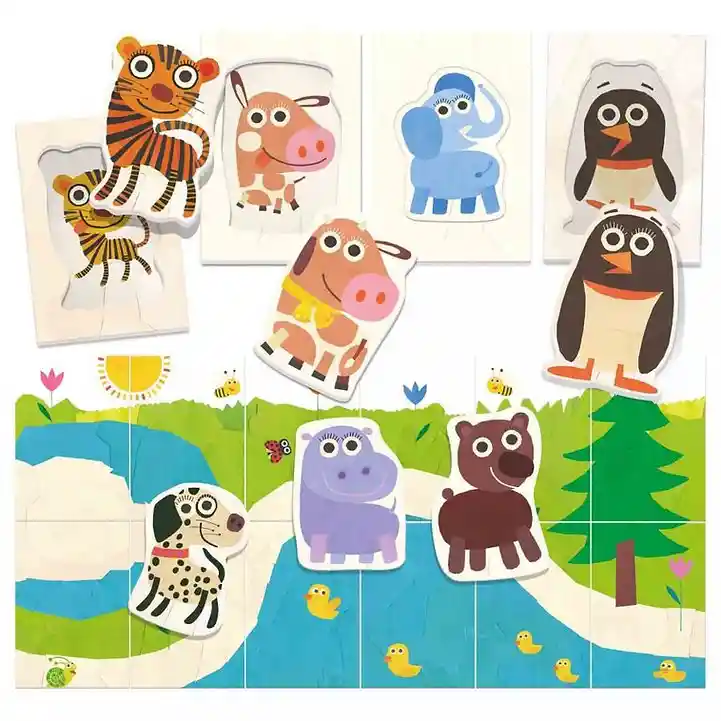 Flashcards Rompecabezas 2 En 1 Animales Tarjetas Didácticas