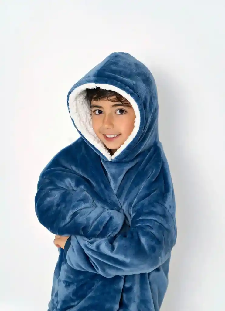 Warm Hoodie Azul Petroleo Mini Kids