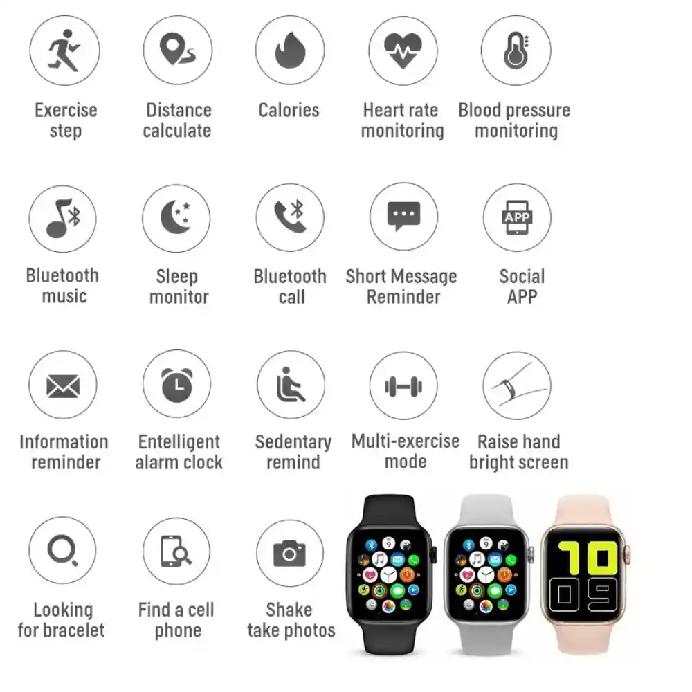 Reloj Inteligente Smart Watch T500 Series 6 44mm Bluetooth - Negro