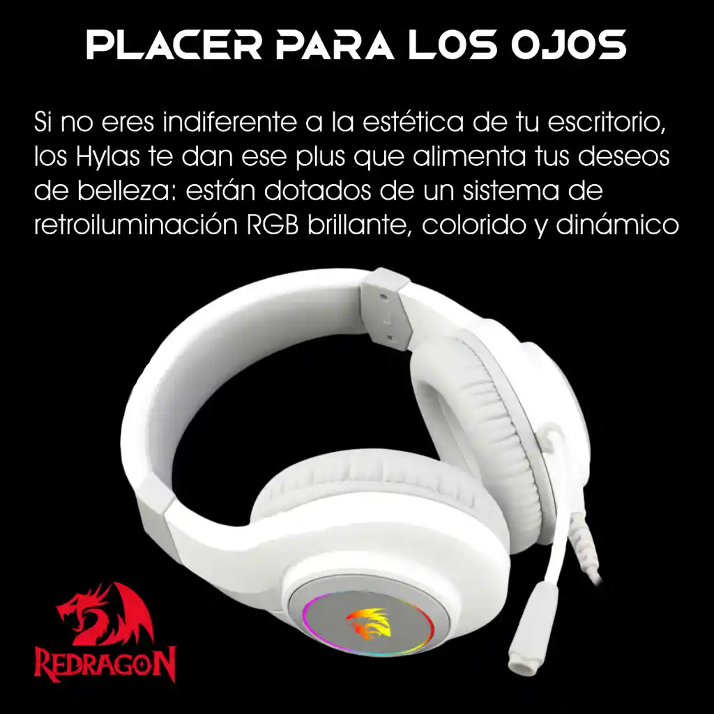 Redragon Diadema Gamerh260W Hylas Usb/3.5Mm Con Microfono Blanco