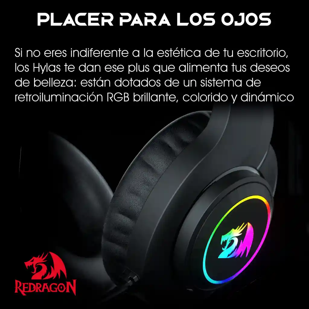 Redragon Diadema Gamerh260Rgb Hylas Usb/3.5Mm Con Microfono Negro