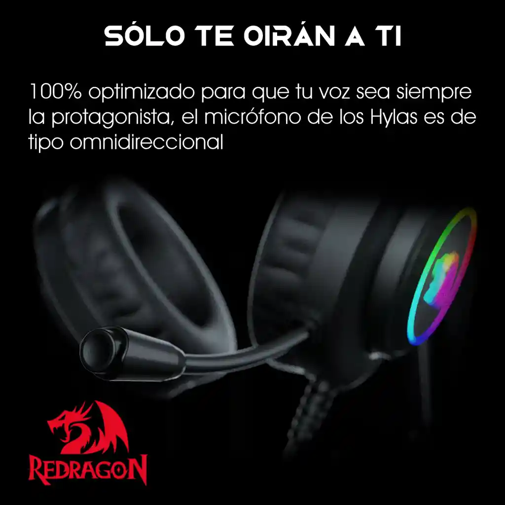 Redragon Diadema Gamerh260Rgb Hylas Usb/3.5Mm Con Microfono Negro