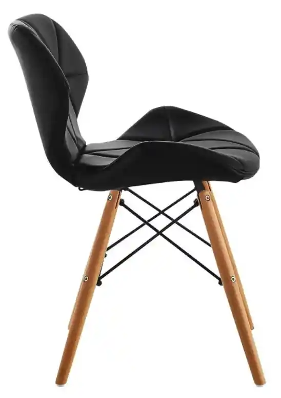 Silla De Comedor Eames Acolchada En Cuerina Color Negro