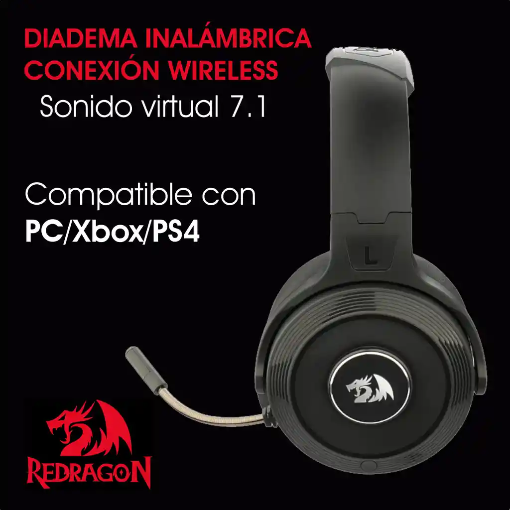 Redragon Diadema Inalambrica 7.1Pelops H818 Pc/Xbox One/Ps4