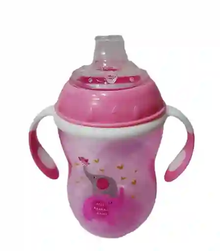 Vaso Anti Goteo Tetero Asas 9 Onzas Bebe Biberón Chupo Jugo Rosado Ref. Infantec Bip1391