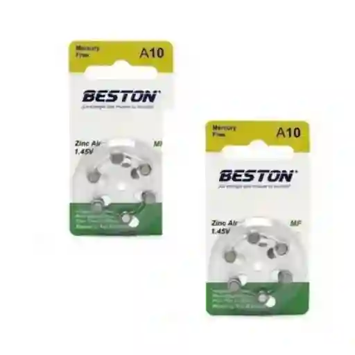 Pilas Bateria Beston A10 Para Audífonos Auditivas 1,45v X6und