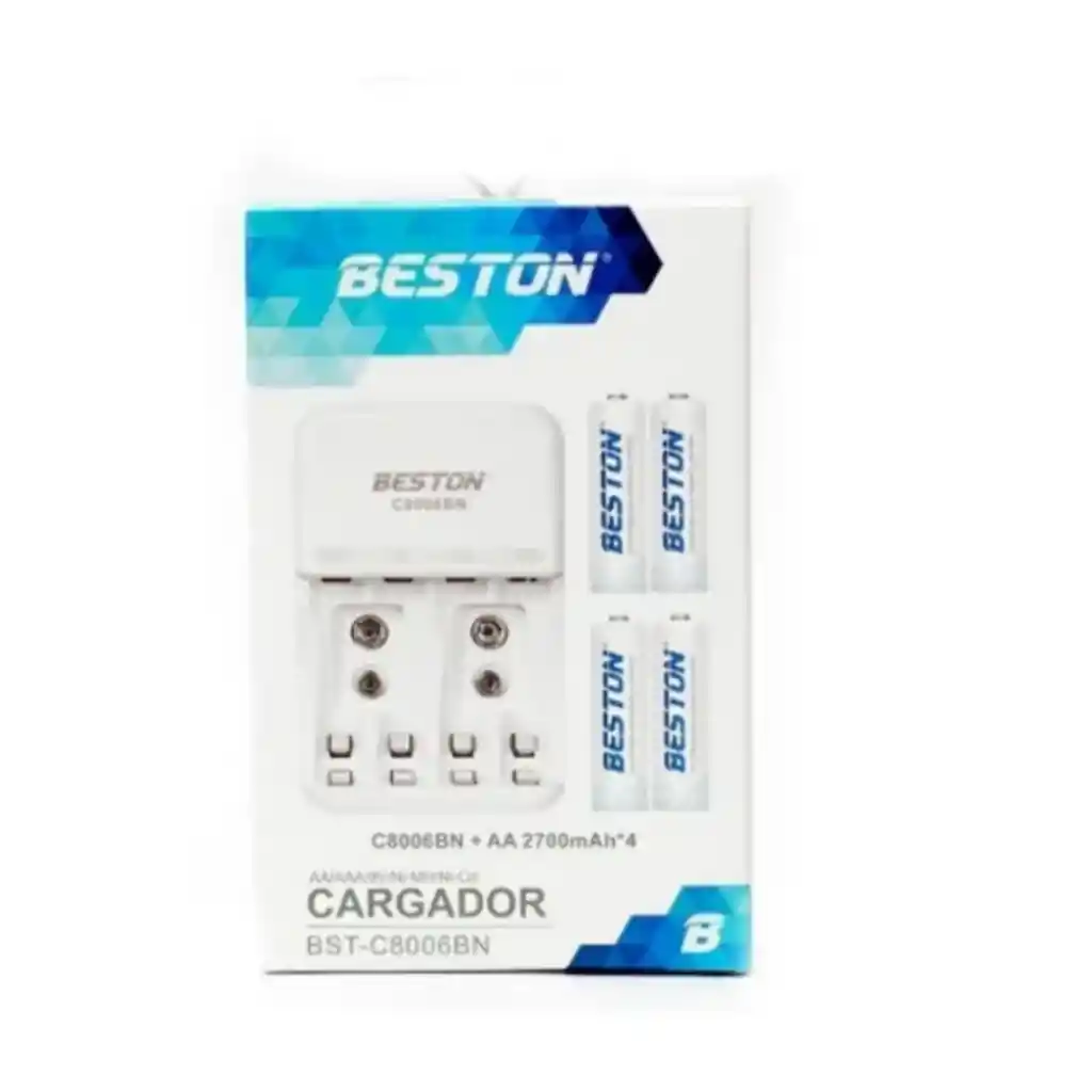 Cargador + Baterias Beston Aa Aaa 9v Recargable + Pilas 4aa 2700ma