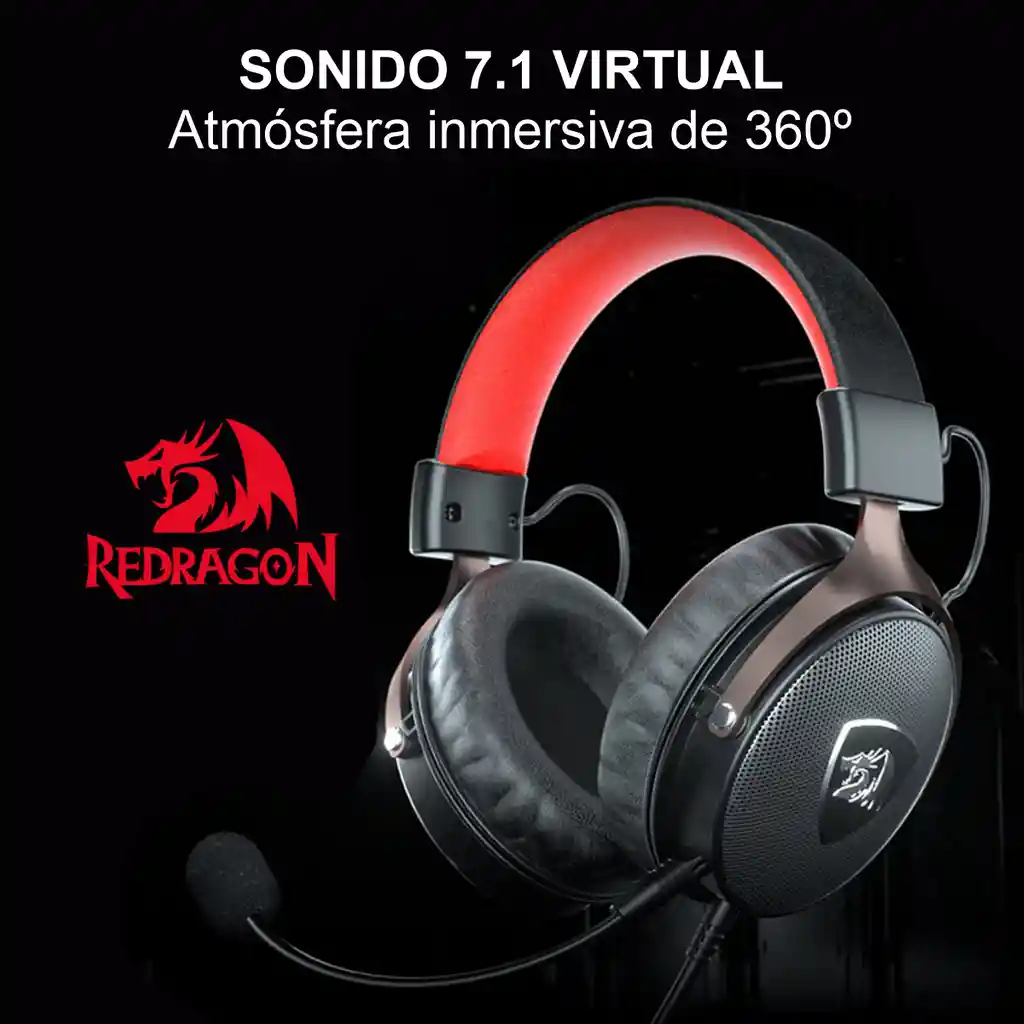 Redragon Diadema Gamer 7.1 Con Microfono / Usb,Icon H520 Negro