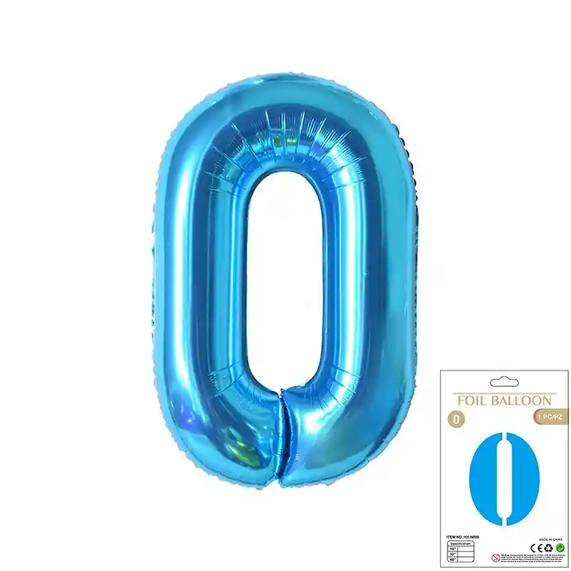 Globos Bomba Metalizados Número 80 Cm Azul Fiesta Cumpleaños