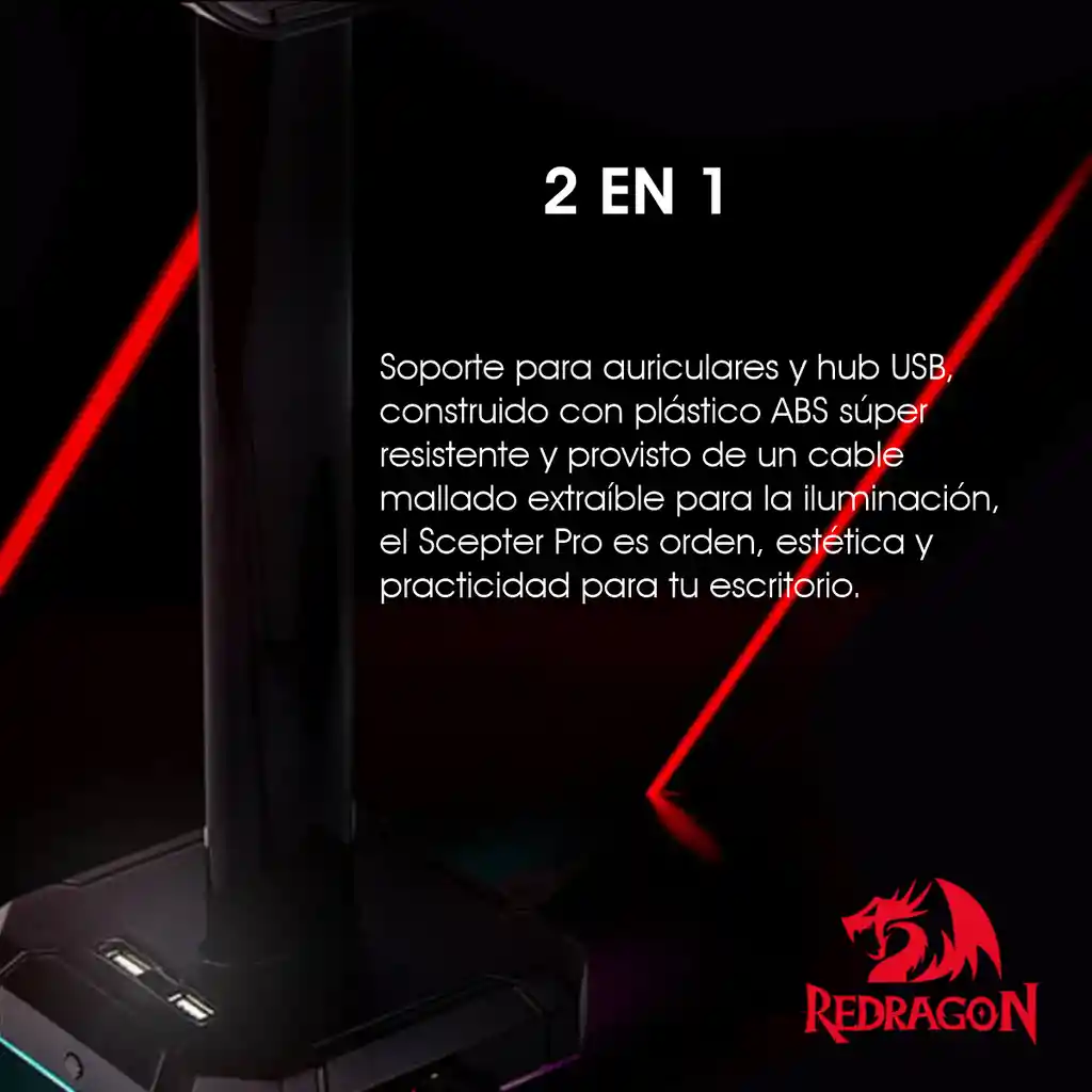 Base/hub Usb Para Auriculares 4 Puertos Rgb Redragon Ha300