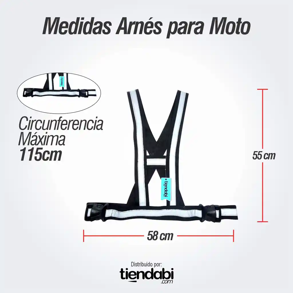 Chaleco Arnés Cinta Reflectiva Para Moto O Bicicleta Negro