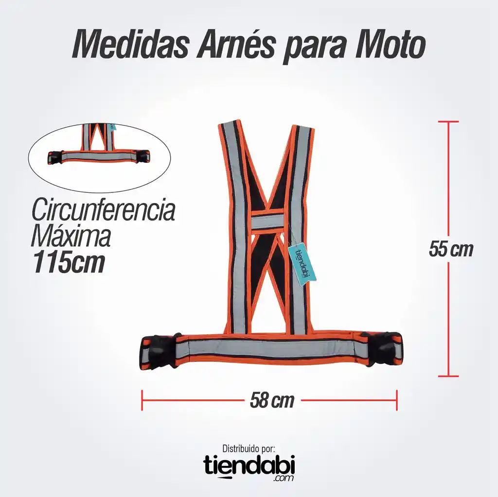 Chaleco Arnés Cinta Reflectiva Para Moto O Bicicleta Naranja