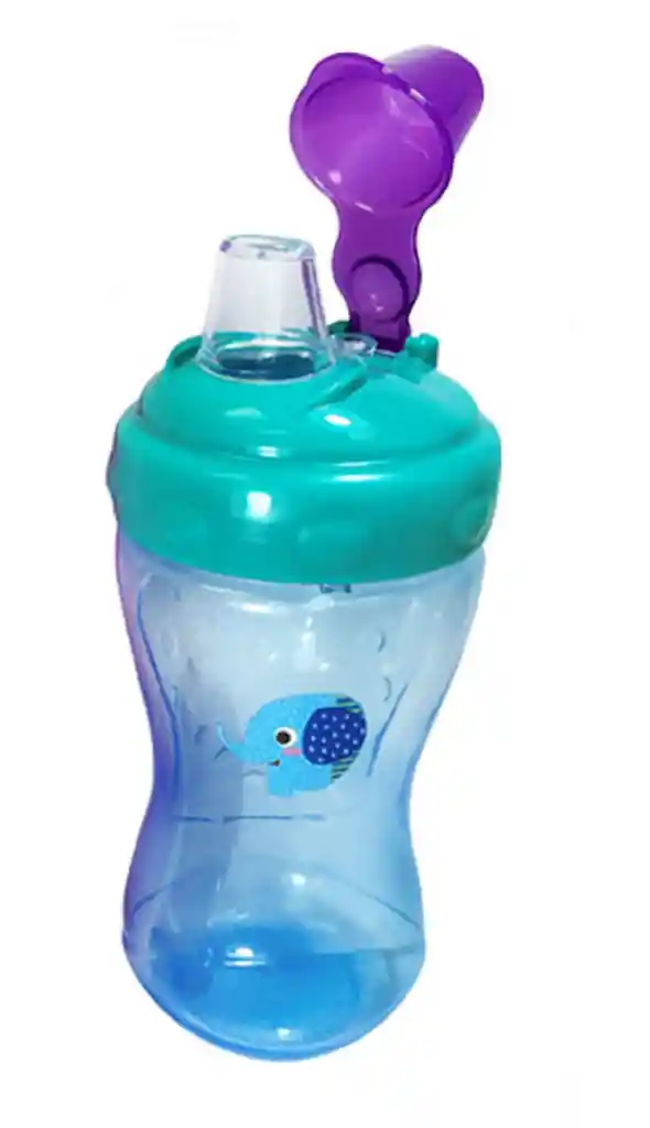 Vaso Anti Goteo Tetero Asas 12 Onzas Bebe Biberón Chupo Jugo Niño Azul Ref. Bip1406