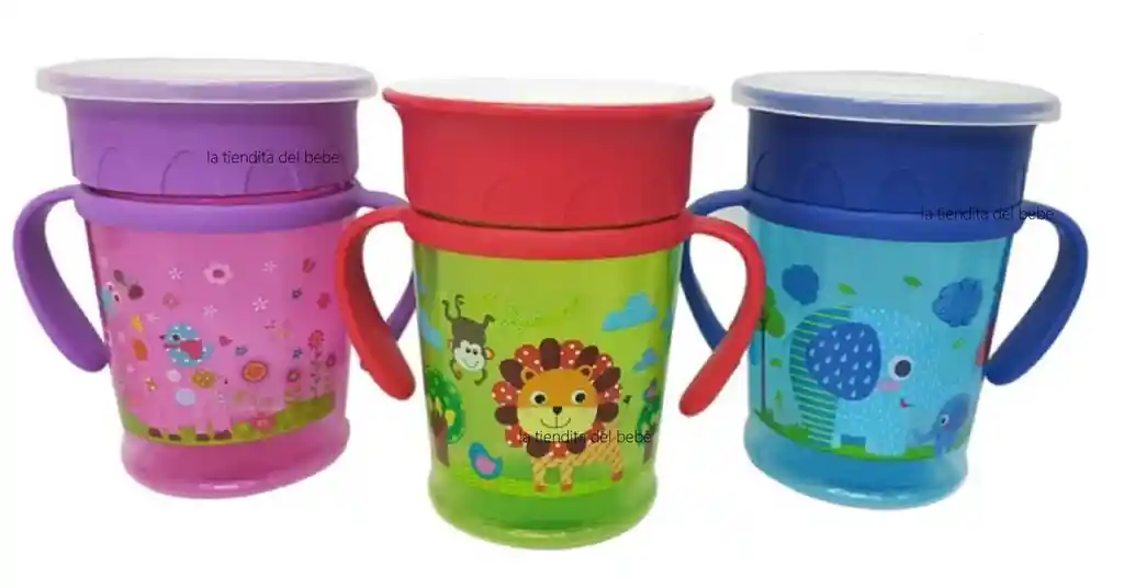 Vaso Bebe 360 Grados Entrenador Niño Niña Antiderrame Asas Niño Colores Surtidos Ref. Bip1301