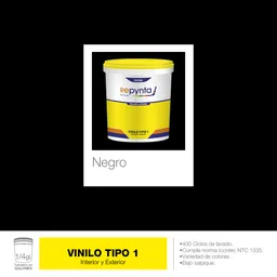 Vinilo Base Agua Tipo 1 Negro (1/4 Galón) Repynta